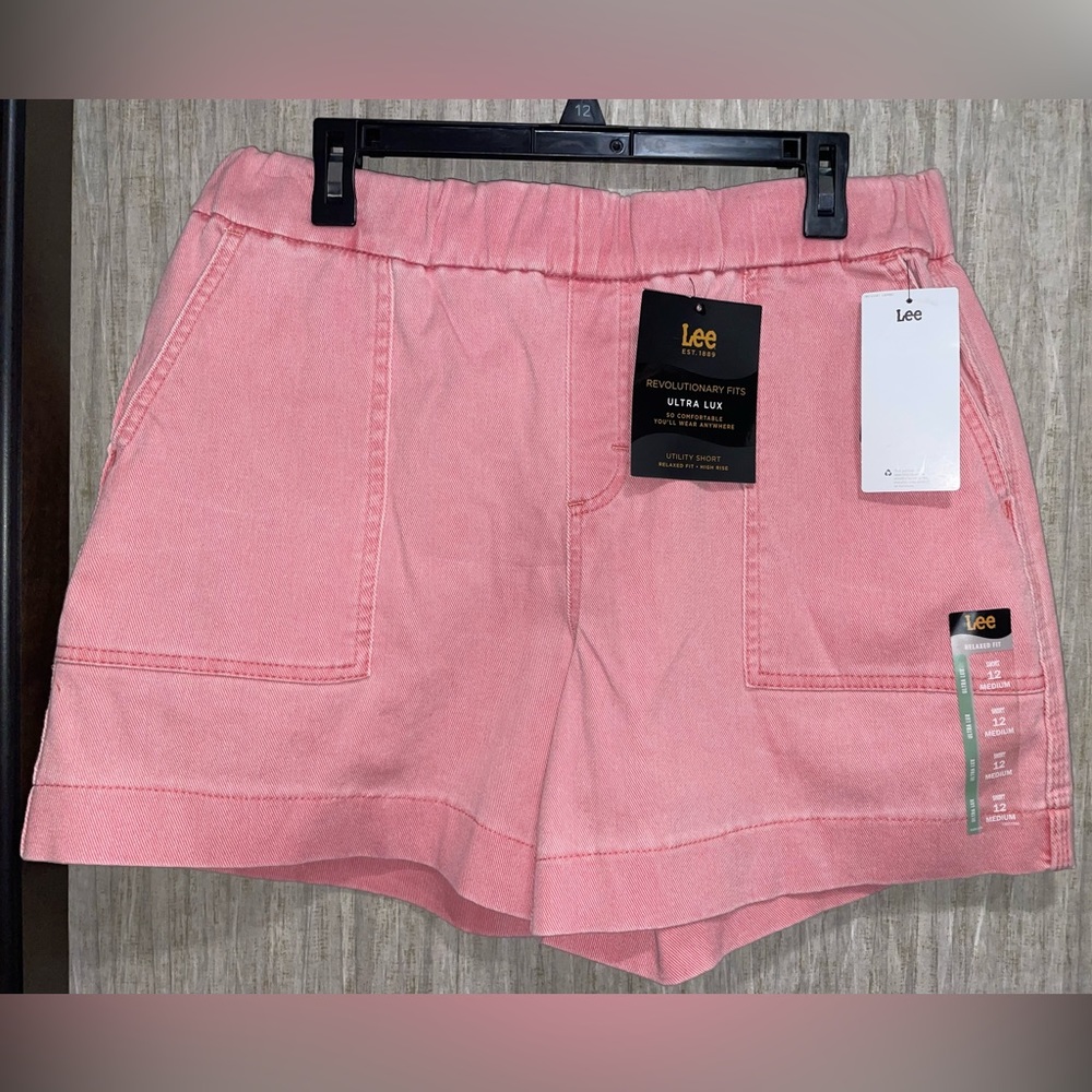 NWT Women’s Pink LEE Ultra Lux High Rise Shorts Sizes 6 & 12 ELASTIC WAISTBAND